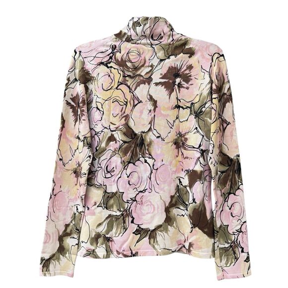 Vintage Talbots Silk Blend Turtleneck Floral Sweater M Romantic Cottage Preppy - Picture 3 of 7